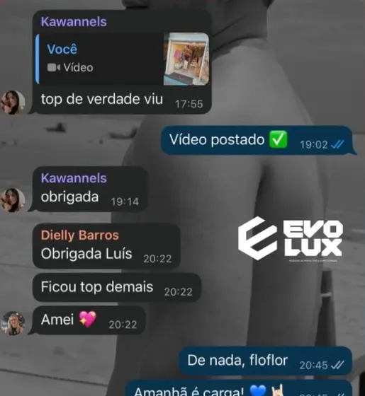 Mensagens de clientes dizendo que o vídeo ficou excelente.